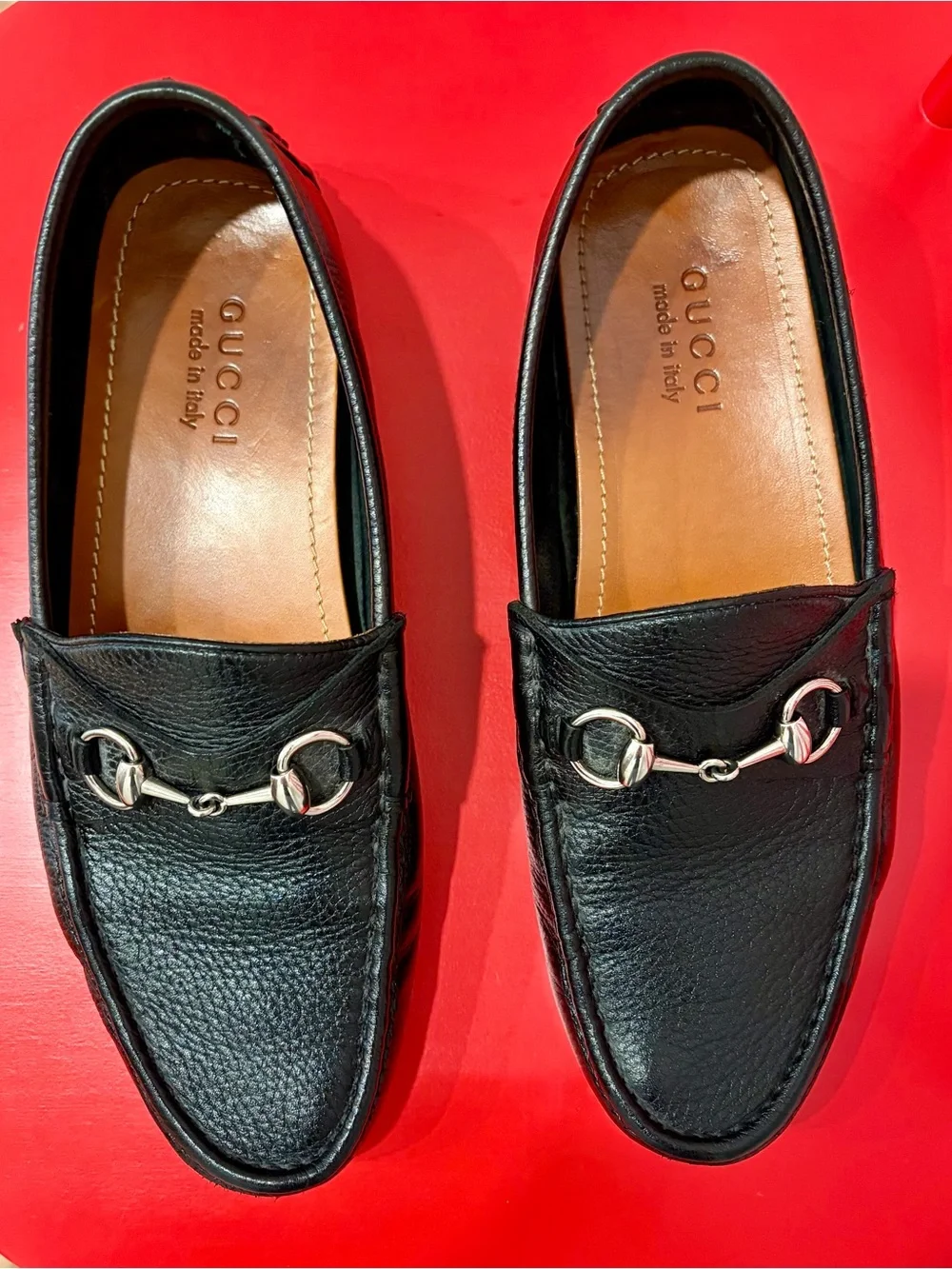 Gucci Black Leather Horsebit Driving Loafers